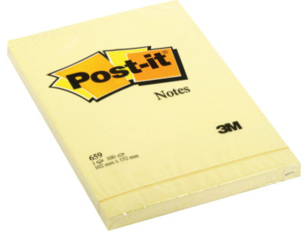 Post-it Bloc-note adhésif, 102 x 152 mm, jaune