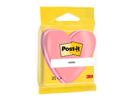 Post-it Bloc-note, 70 x 70 mm, forme de coeur, 3 couleurs