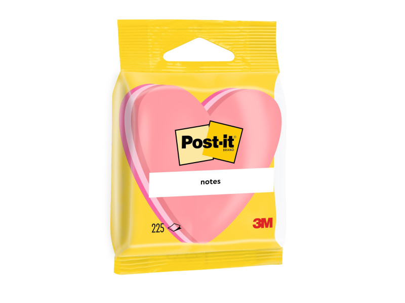Post-it Bloc-note, 70 x 70 mm, forme de coeur, 3 couleurs