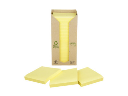 Post-it Bloc-note adhésif Recycling, 76 x 76 mm, jaune
