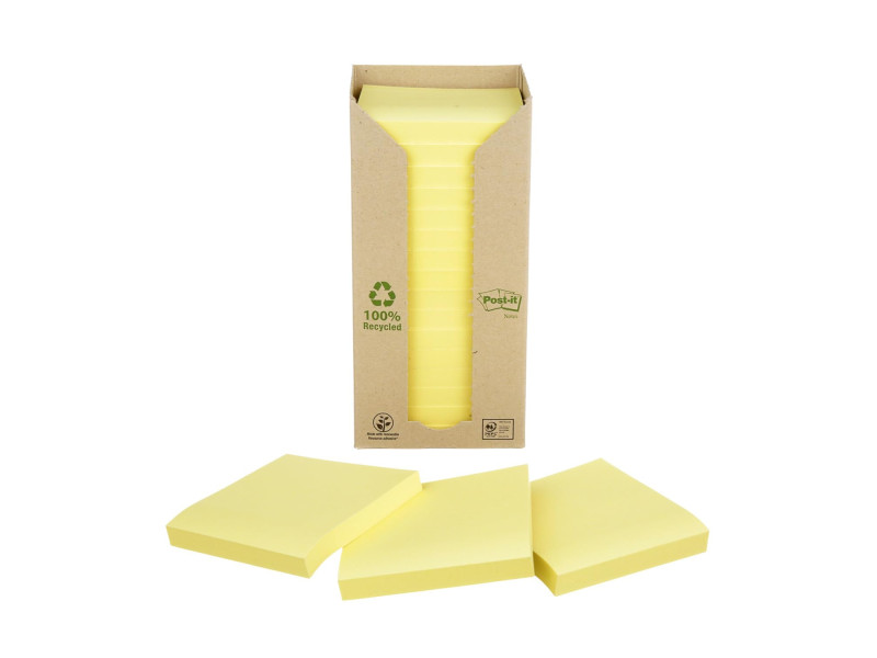 Post-it Bloc-note adhésif Recycling, 76 x 76 mm, jaune