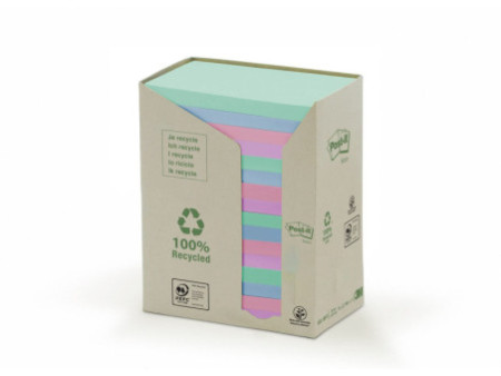 Post-it Bloc-note adhésif Recycling, 127 x 76 mm, 5 couleurs