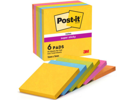 Post-it Bloc-note adhésif Super Sticky Notes, 76 x 76 mm
