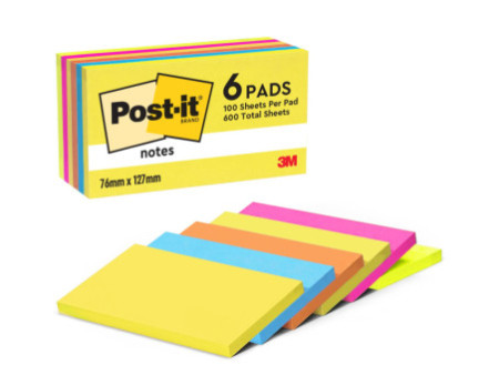 Post-it Bloc-note adhésif, 127 x 76 mm, Energetic Collection