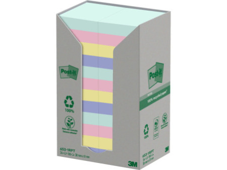Post-it Bloc-note adhésif Recycling, 51 x 38 mm, 4 couleurs