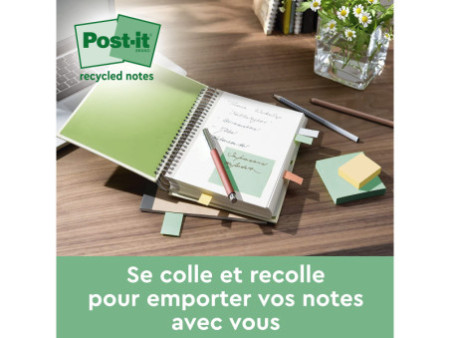 Post-it Bloc-note adhésif Recycling, 51 x 38 mm, 4 couleurs