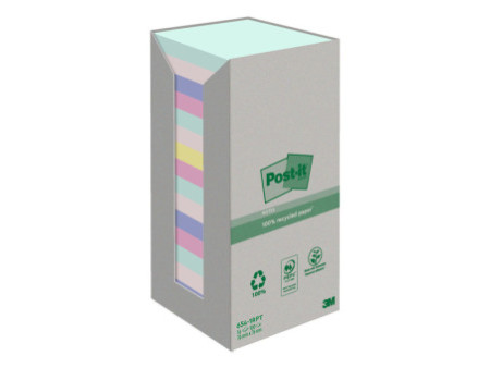 Post-it Bloc-note adhésif Recycling, 76 x 76 mm, 5 couleurs
