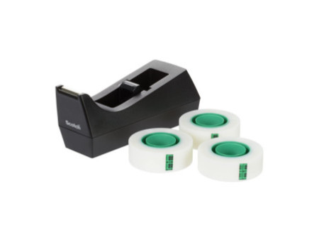 Scotch Dévidoir de ruban adhésif C38, 3 rouleaux incl., noir