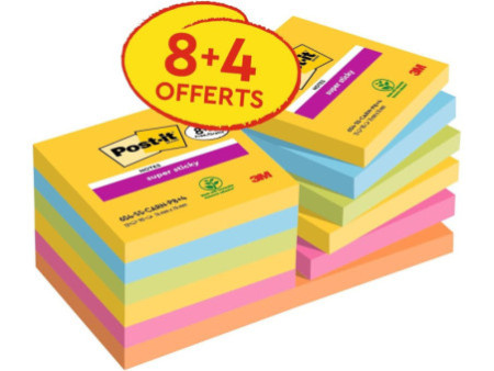 Post-it Bloc-note adhésif Super Sticky Notes, 76 x 76 mm