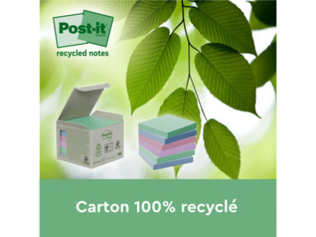 Post-it Super Sticky Recycling Notes, 76 x 76 mm, coloré