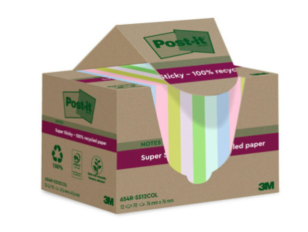 Post-it Super Sticky Recycling Notes, 76 x 76 mm, coloré