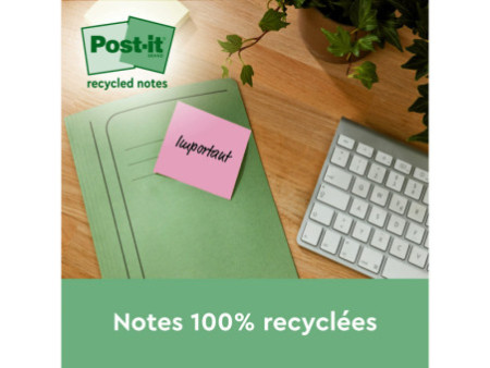 Post-it Super Sticky Recycling Notes, 76 x 76 mm, coloré