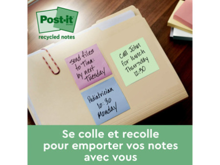 Post-it Super Sticky Recycling Notes, 76 x 76 mm, coloré