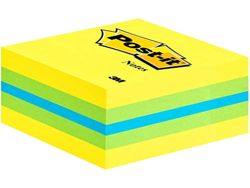Post-it Bloc-note cube mini, 51 x 51 mm, jaune/bleu