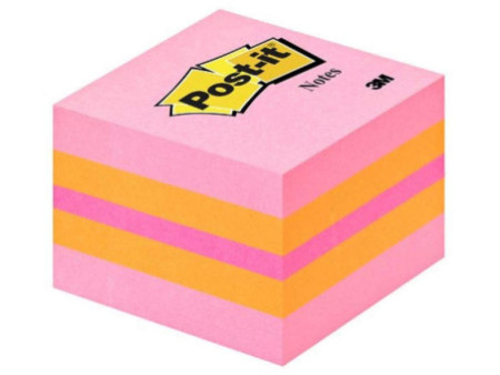 Post-it Bloc-note cube mini, 51 x 51 mm, rose/orange