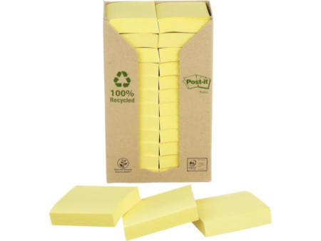 Post-it Bloc-note adhésif Recycling, 38 x 51 mm, jaune