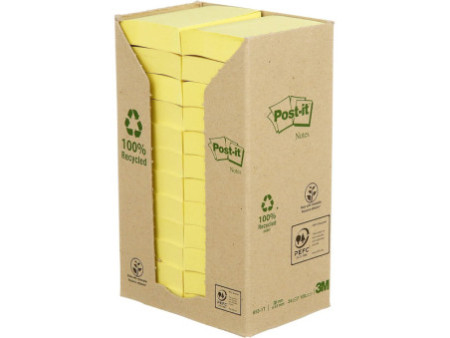 Post-it Bloc-note adhésif Recycling, 38 x 51 mm, jaune