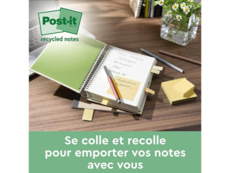 Post-it Bloc-note adhésif Recycling, 38 x 51 mm, jaune
