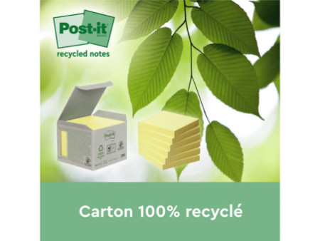 Post-it Bloc-note adhésif Recycling, 127 x 76 mm, jaune