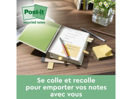 Post-it Bloc-note adhésif Recycling, 127 x 76 mm, jaune