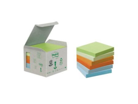 Post-it Bloc-note adhésif Recycling, 76 x 76 mm, 4 couleurs