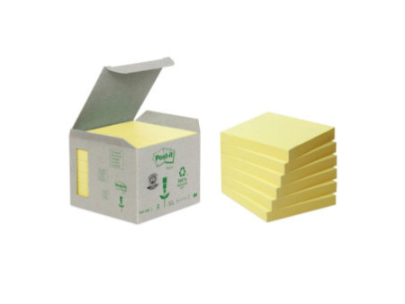 Post-it Bloc-note adhésif Recycling, 76 x 76 mm, jaune