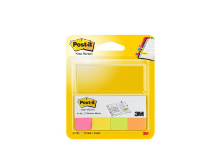 Post-it Marque-pages en papier, 20 x 38 mm, en couleurs fluo