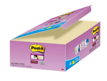 Post-it Bloc-note Super Sticky Notes, 48 x 48 mm, jaune