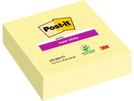 Post-it Bloc-note Super Sticky Notes, 101 x 101 mm, jaune