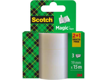 3M Scotch Ruban adhésif Magic 810, pack promo, invisible