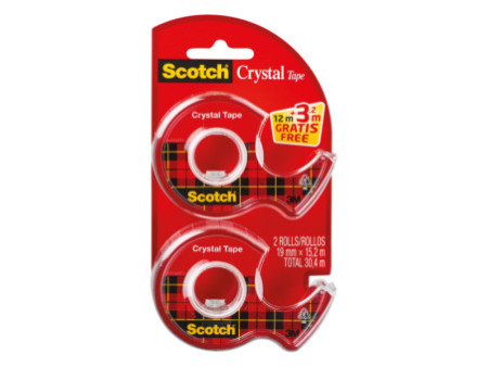 Scotch Dévidoir à main Crystal, transparent, pack économique