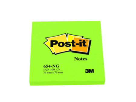 Post-it Bloc-note adhésif, 76 x 76 mm, vert néon
