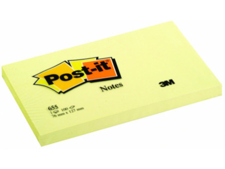 Post-it Bloc-note adhésif, 127 x 76 mm, jaune néon