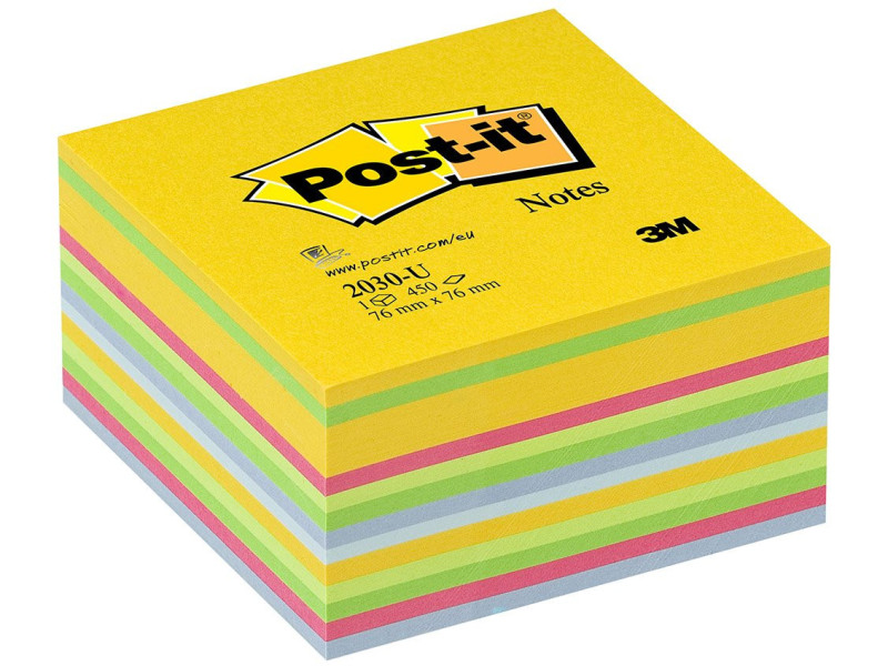 Post-it Bloc-note cube, 76 x 76 mm, assorti Light Energie