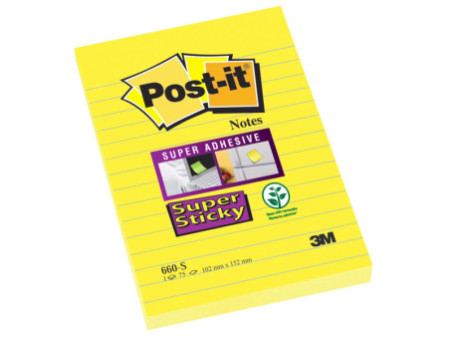 Post-it Bloc-note Super Sticky Notes, 102 x 152 mm