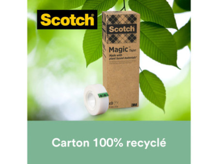 3M Scotch Ruban adhésif Magic 900, 19 mm x 33 m, paquet de 9