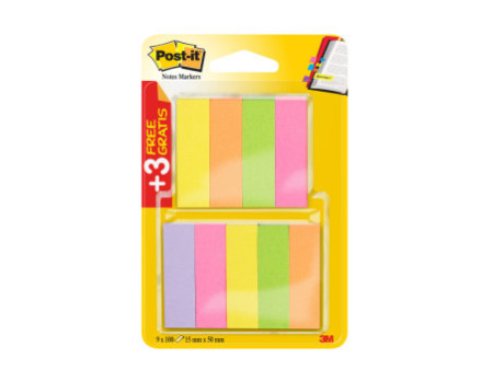 Post-it Marque-pages en papier, 15 x 50 mm, couleurs néon