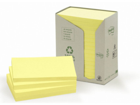 Post-it Bloc-note adhésif Recycling, 127 x 76 mm, jaune