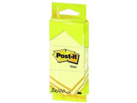 Post-it notes adhésives, 38 x 51 mm, jaune, blister