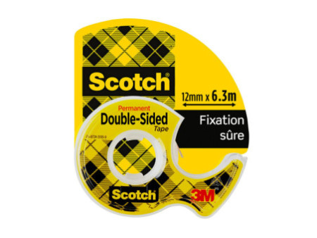 Scotch Ruban adhésif double face 665, 12 mm x 6,3 m