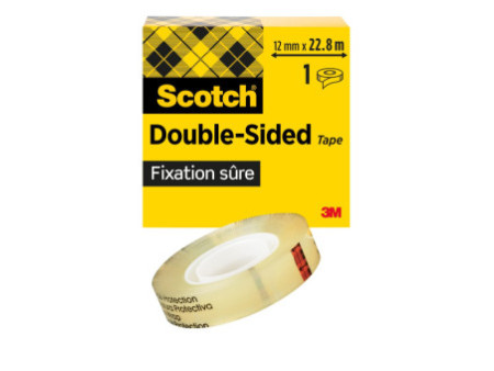 3M Scotch Ruban adhésif double face 665, 12 mm x 22,8 m