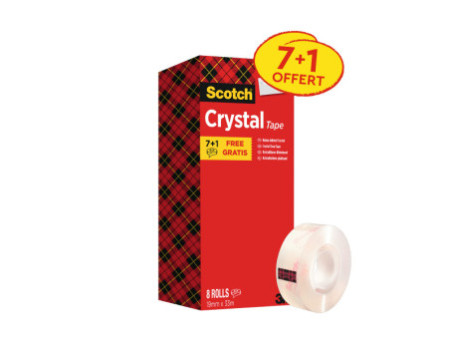 Scotch Ruban adhésif Crystal Clear 600, 19 mm x 33 m, 7+1