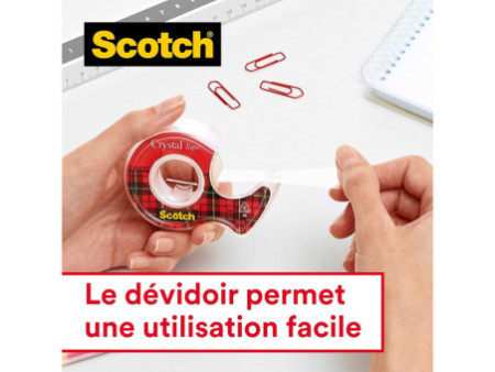 Scotch Ruban adhésif Crystal, transparent, avec dévidoir
