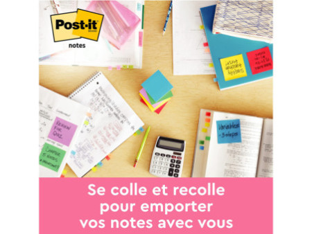 Post-it Bloc-note adhésif, 76 x 76 mm, jaune pastel