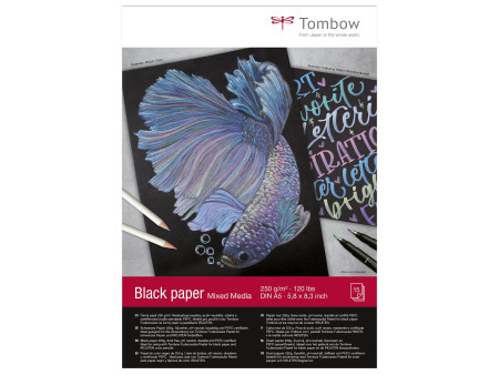 TOMBOW Bloc à dessin 'Black Paper', A5, uni, 250 g/m2, noir