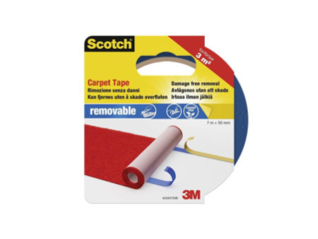 Scotch Ruban adhésif détachable pour tapis, 50 mm x 7 m