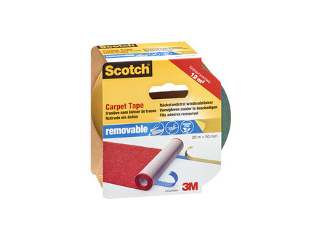 Scotch Ruban adhésif détachable pour tapis, 50 mm x 20 m