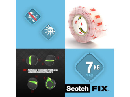 3M Ruban adhésif de fixation Scotch-Fix transparent