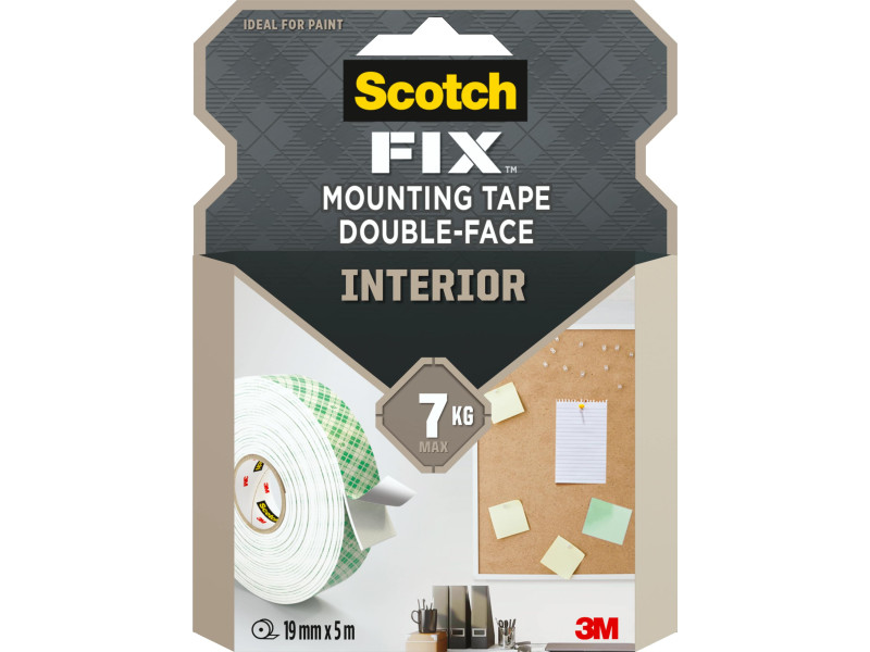 3M Scotch Ruban adhésif de montage double face, 19 mm x 5m
