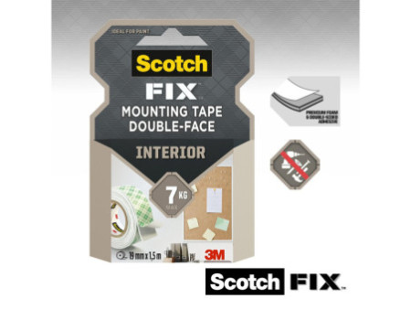3M Scotch Ruban adhésif de montage double face, 19 mm x 5m